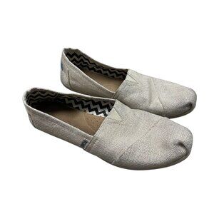 Toms Alpargata Canvas Champagne Metallic Slip On Shoes Womens 11 Flats
